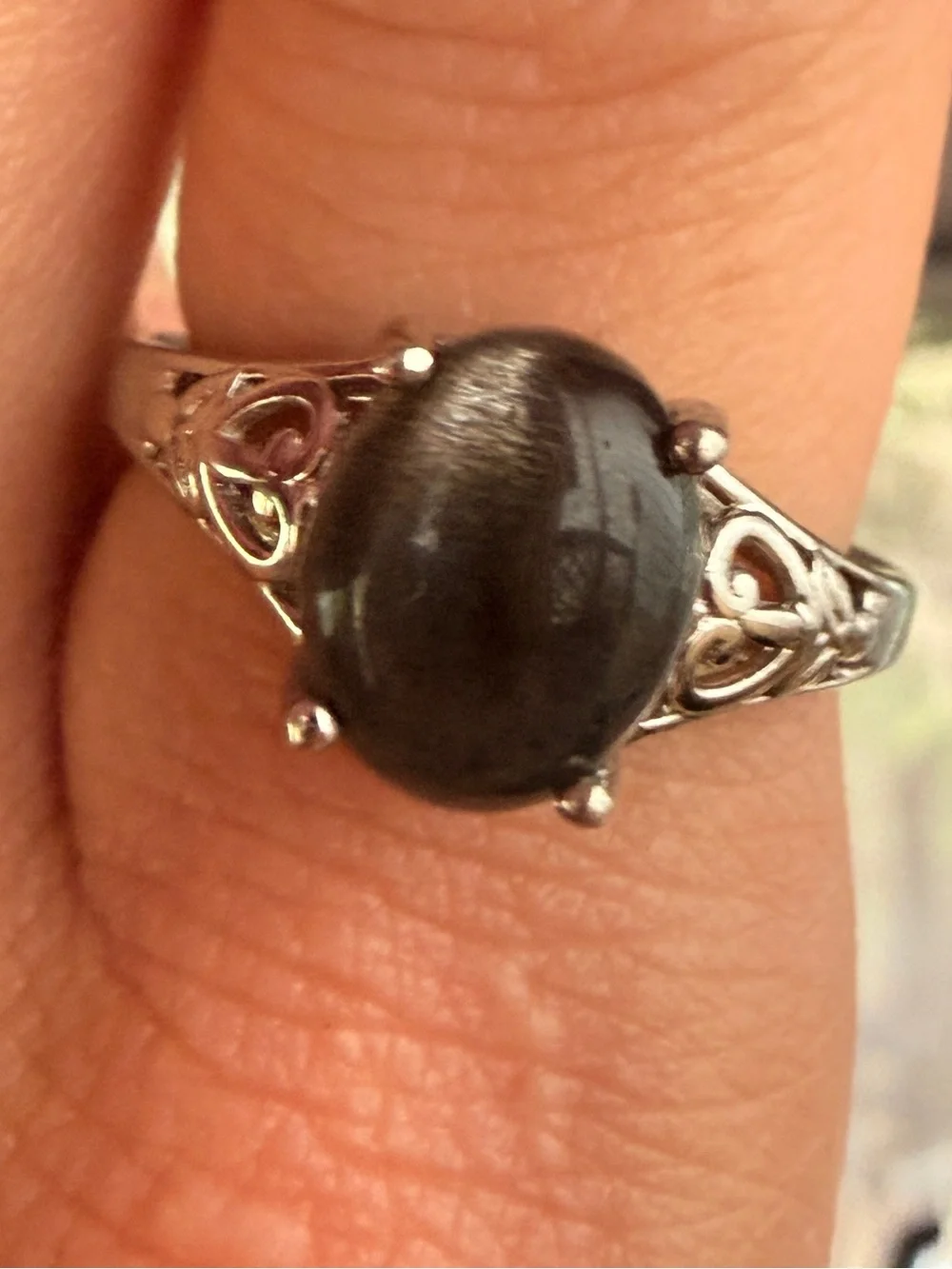 Sterling Silver Filigree Ring Cabochon Brown Moonstone.sz8 D’joy